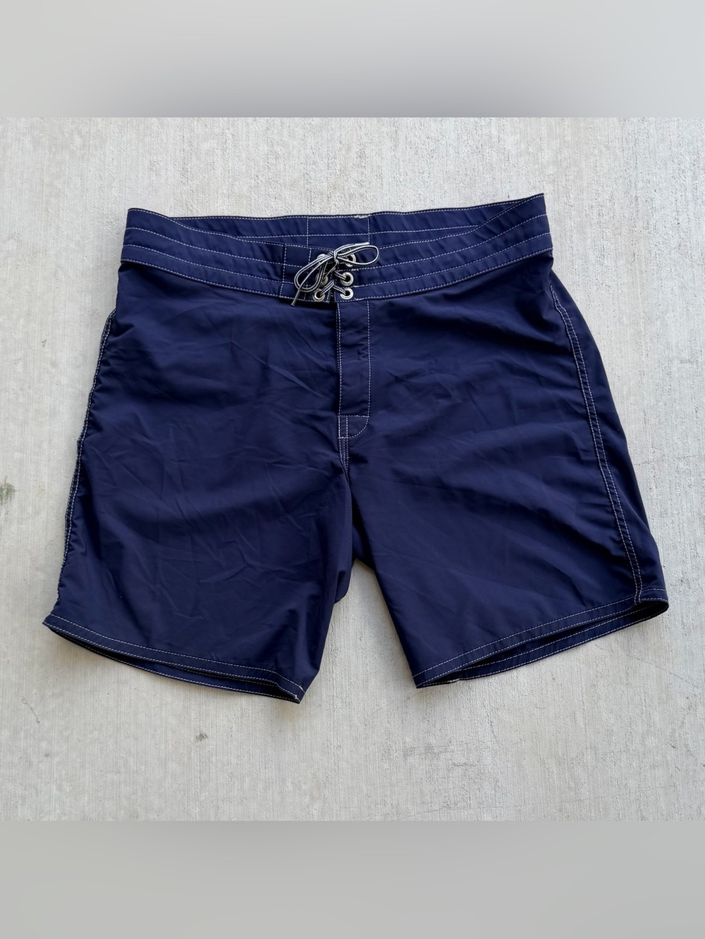 Birdwell Beach Britches 808 Board Shorts Mens 34 Navy Surf Trunks Made in USA
